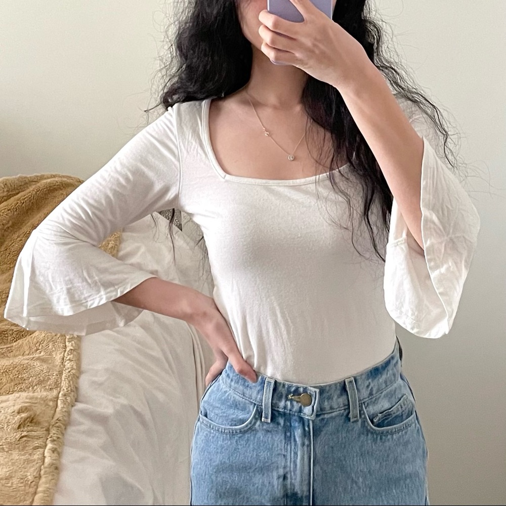 Lulus White bell sleeve top